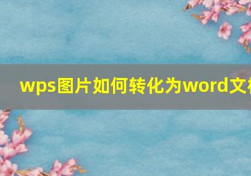 wps图片如何转化为word文档