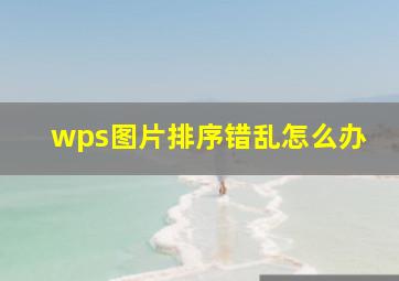 wps图片排序错乱怎么办