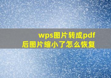 wps图片转成pdf后图片缩小了怎么恢复