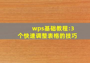 wps基础教程:3个快速调整表格的技巧