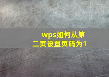 wps如何从第二页设置页码为1