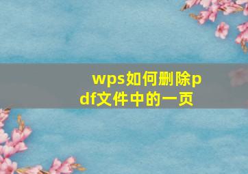 wps如何删除pdf文件中的一页