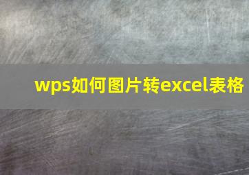 wps如何图片转excel表格