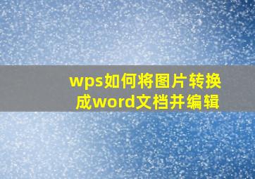 wps如何将图片转换成word文档并编辑