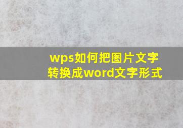 wps如何把图片文字转换成word文字形式