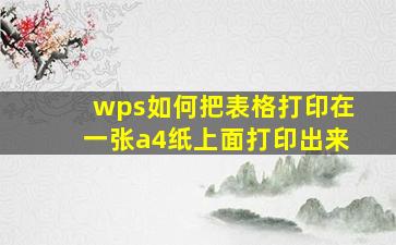 wps如何把表格打印在一张a4纸上面打印出来