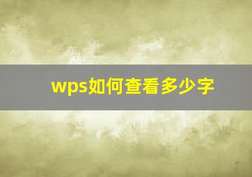 wps如何查看多少字