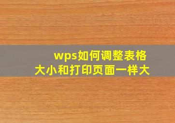 wps如何调整表格大小和打印页面一样大