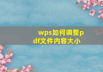 wps如何调整pdf文件内容大小