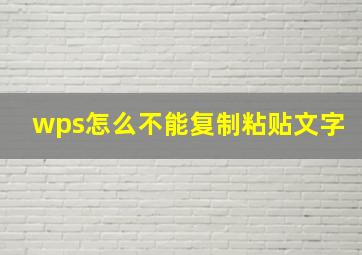 wps怎么不能复制粘贴文字