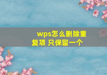 wps怎么删除重复项 只保留一个