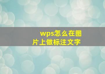 wps怎么在图片上做标注文字