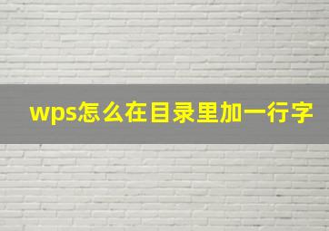 wps怎么在目录里加一行字