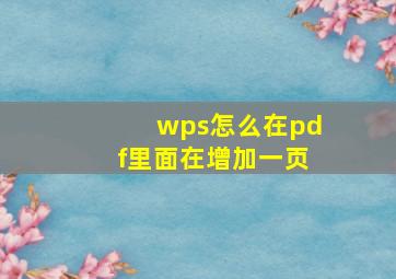 wps怎么在pdf里面在增加一页