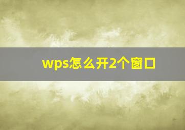 wps怎么开2个窗口