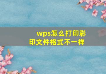 wps怎么打印彩印文件格式不一样