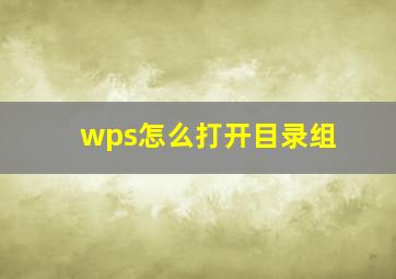 wps怎么打开目录组