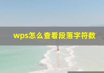 wps怎么查看段落字符数