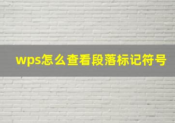 wps怎么查看段落标记符号