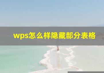 wps怎么样隐藏部分表格