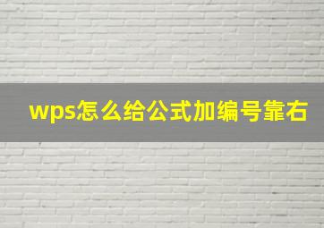 wps怎么给公式加编号靠右