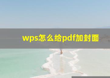 wps怎么给pdf加封面