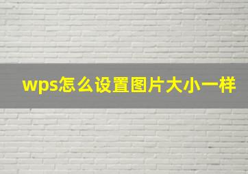 wps怎么设置图片大小一样