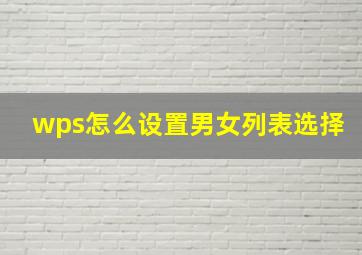 wps怎么设置男女列表选择