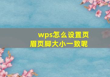 wps怎么设置页眉页脚大小一致呢