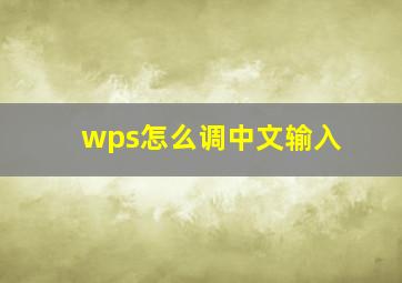 wps怎么调中文输入