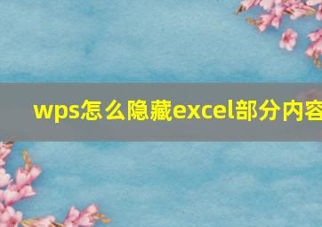 wps怎么隐藏excel部分内容