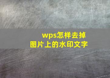 wps怎样去掉图片上的水印文字