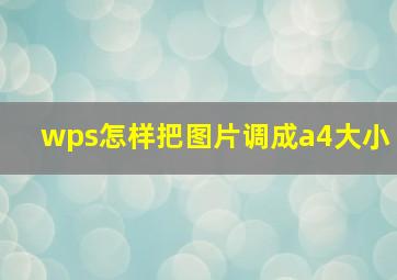 wps怎样把图片调成a4大小