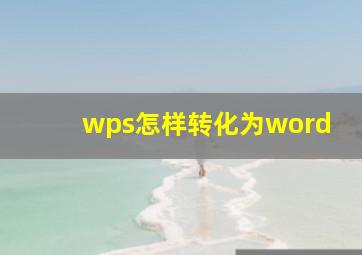 wps怎样转化为word