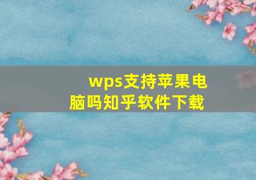 wps支持苹果电脑吗知乎软件下载