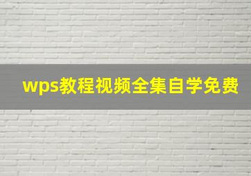 wps教程视频全集自学免费