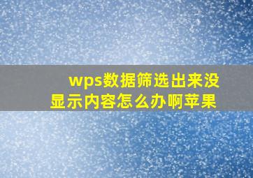 wps数据筛选出来没显示内容怎么办啊苹果