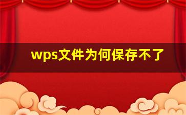 wps文件为何保存不了