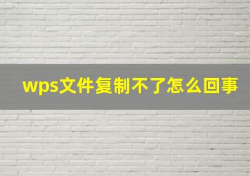 wps文件复制不了怎么回事