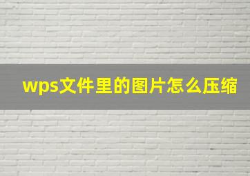 wps文件里的图片怎么压缩