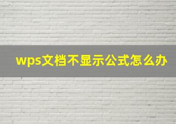 wps文档不显示公式怎么办