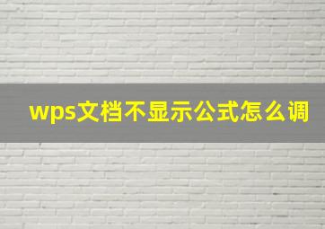 wps文档不显示公式怎么调