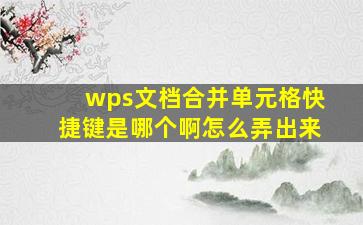 wps文档合并单元格快捷键是哪个啊怎么弄出来