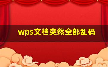 wps文档突然全部乱码