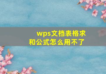 wps文档表格求和公式怎么用不了