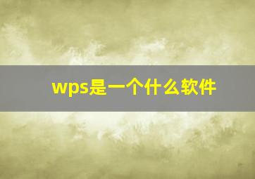 wps是一个什么软件