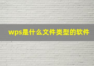 wps是什么文件类型的软件