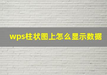 wps柱状图上怎么显示数据