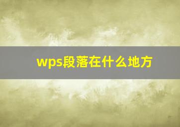 wps段落在什么地方