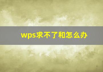 wps求不了和怎么办